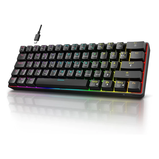 Koorui Gaming Keyboard 60 - RGB Backlit - QWERTZ - Windows MacOS Linux - Brown S