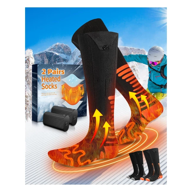 Calcetines calefactables Eventek 74V - Mejora 2024 - Hombres y mujeres - 3 niveles de temperatura