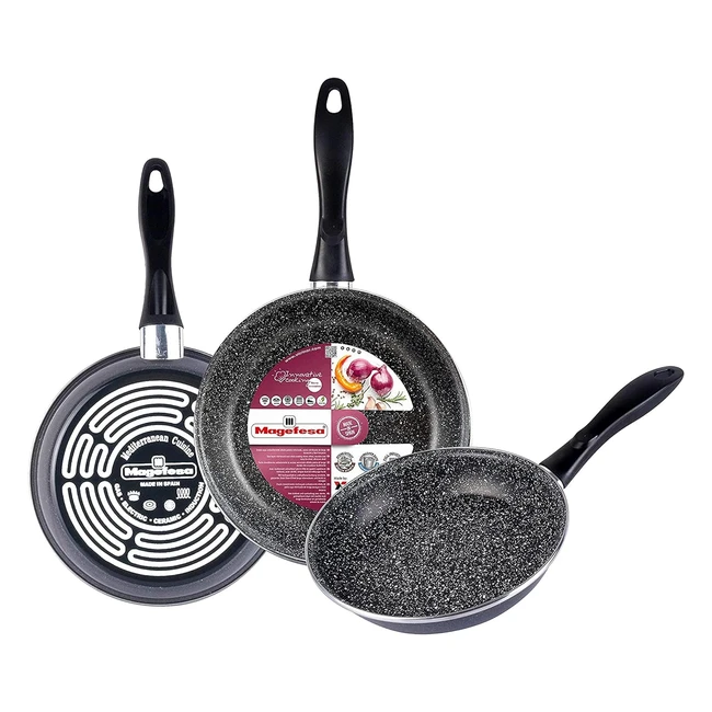 Magefesa K2 Gransasso - Lote 3 Sartenes 202428 - Acero Vitrificado Antiadherente - ¡Envío Gratis!