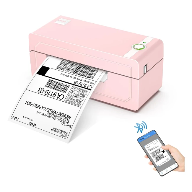 Jadens Bluetooth Thermal Label Printer 4x6 Pink - Wireless Shipping Label Printer for Small Business - Save Time and Money - Compatible with iOS Android Mac Windows