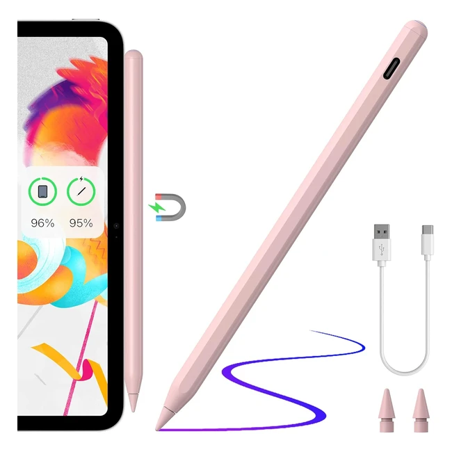 iPad Pencil 2nd Gen Magnetic Wireless Charging Pink Stylus Pen for iPad - Tilt S