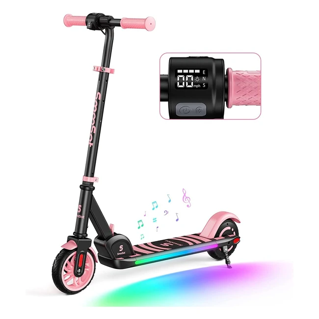 Trottinette électrique pour enfants Smoosat E9 Apex - Haut-parleur Bluetooth, lumières arc-en-ciel, pliable