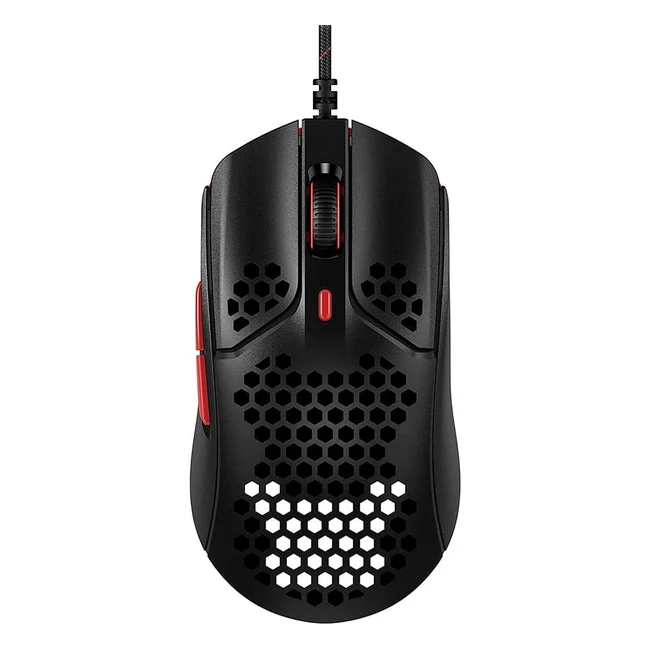 HyperX Pulsefire Haste - Ratón para juegos ultraligero 59g, patrón de panal de abejas, cable HyperFlex, hasta 16000 PPP, 6 botones programables