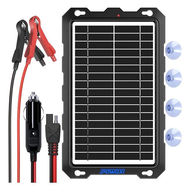 Powoxi 9W Solar Battery Trickle Charger Maintainer 12V - Waterproof Panel