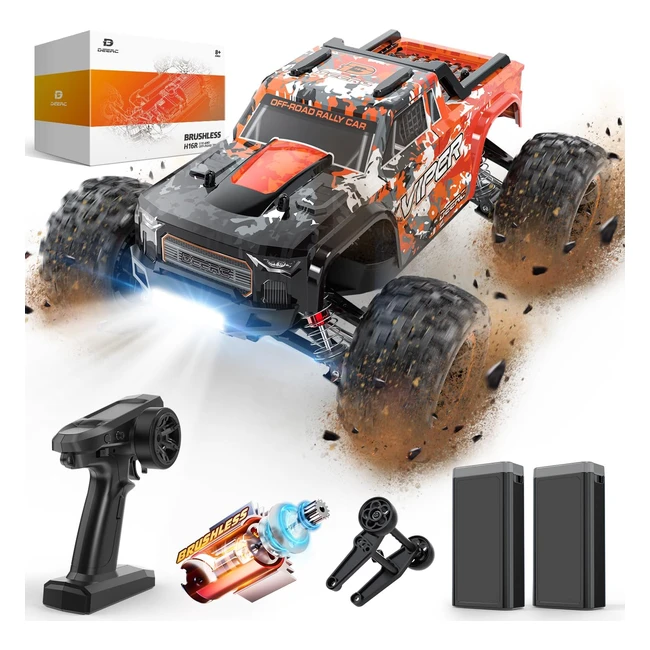 Voiture télécommandée Deerc H16R 1:16, 52 km/h, 4WD, 2 batteries, autonomie 40 min, RC pour adultes et enfants