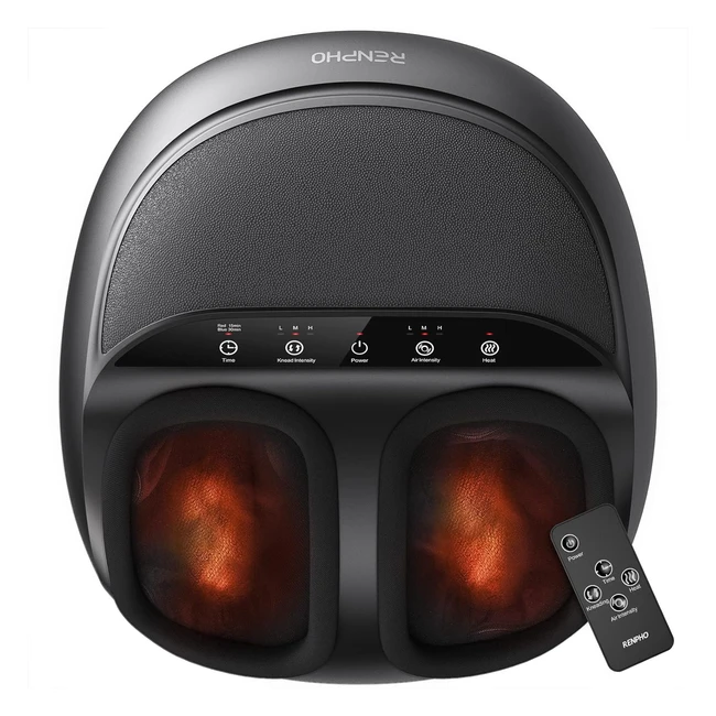RENPHO Fußmassagegerät Shiatsu Fußmassage mit Wärmefunktion, Kneten, Rollen und Luftkompression - Schmerzlinderung bei Plantarfasziitis - Erfrischt müde Füße bis Größe 46 - Fernbedienung