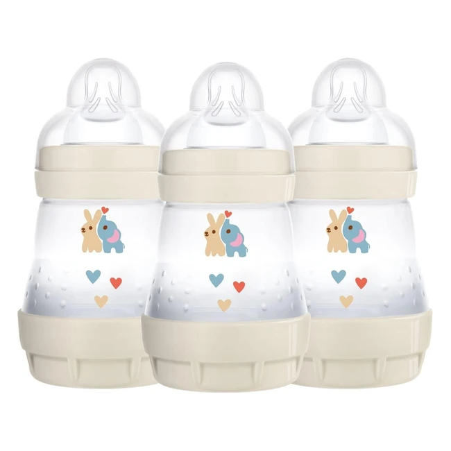 MAM Easy Start Self Sterilising AntiColic Baby Bottles - 3x160ml - Cream Design 