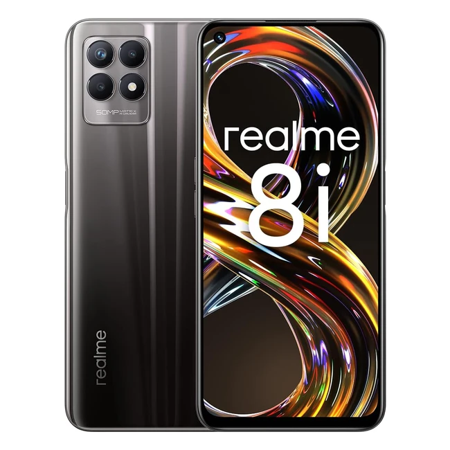 realme 8i smartphone débloqué, processeur MediaTek Helio G96, écran 66' 120Hz ultra fluide, batterie massive de 5000mAh, appareil photo triple IA 50MP, NFC, 64GB, noir