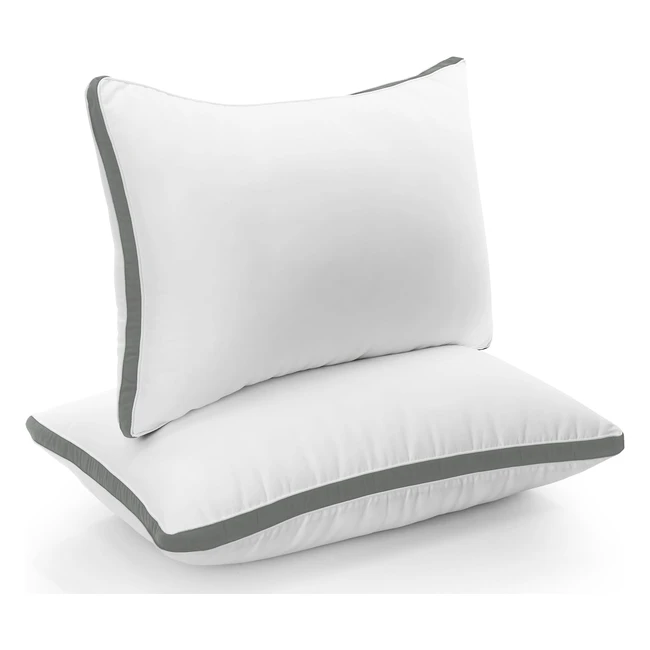 Utopia Bedding Pillows 2 Pack Queen Size - Grey Hotel Quality Pillows - Brushed Fabric - Back, Stomach, or Side Sleepers