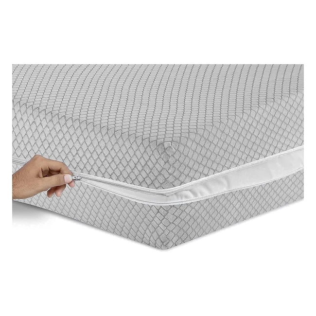 100 Poly Cotton Mattress Cover - Total Encasement - Zippered - Light Grey - Doub