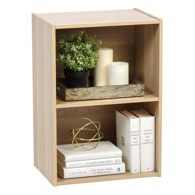 Iris Ohyama Wooden Cabinet with Shelves | Basic Storage Shelf CX2 | Easy Assembly | Light Brown