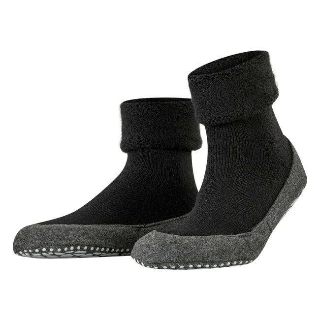 Chaussons homme en laine noir Falke Cosyshoe 3000, taille 45-46