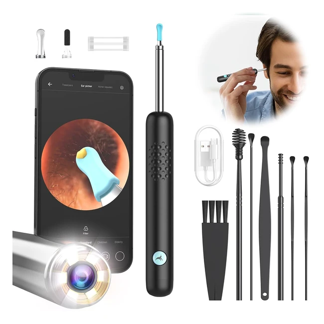 Otoscope Oreille 1080p HD Camera 35mm Endoscope Nettoyage IP67 Étanche Adapté aux Smartphones iOS et Android - Adultes Enfants