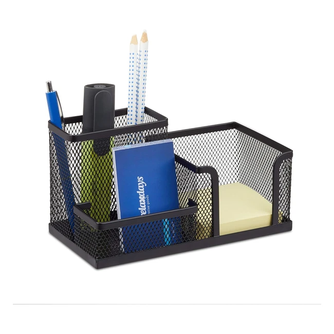 Organizer da scrivania Relaxdays 1002247946 - Portapenne Portafoglietti - Nero