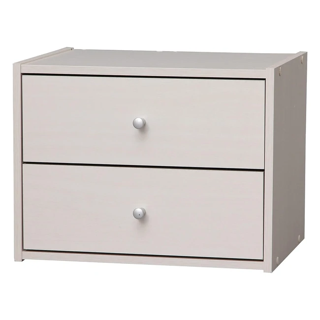 Iris Ohyama Aufbewahrungsmöbel Nachttisch Beistellmöbel 2 Schubladen Bro Schlafzimmer Wohnzimmer Stb400h Eiche Weiß