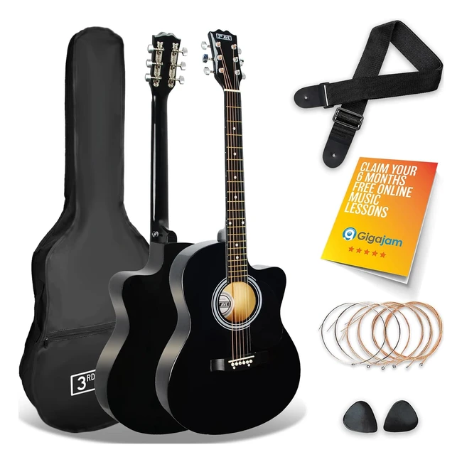 3rd Avenue Full Size 44 Cutaway Acoustic Guitar Pack Bundle for Beginners