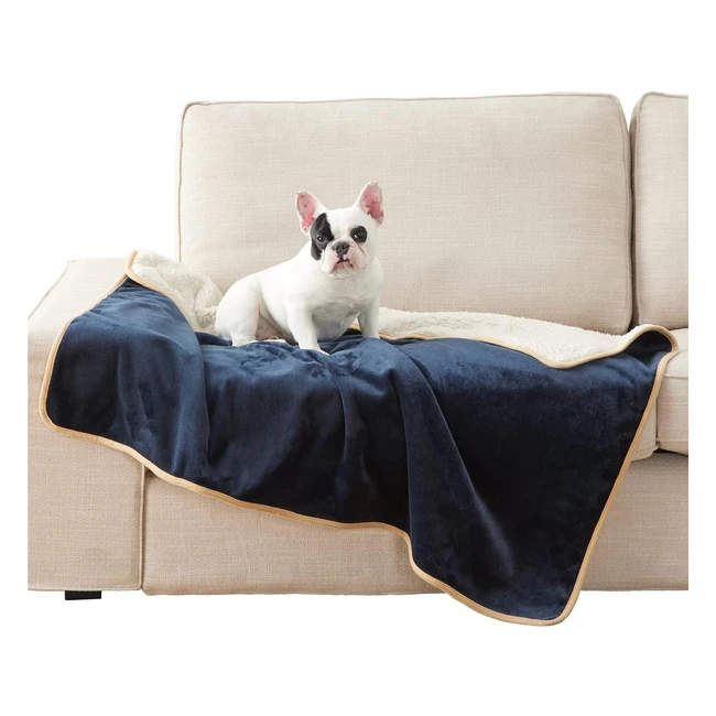 Lesure Waterproof Dog Blanket - Washable 120x100cm Soft Plush Navy