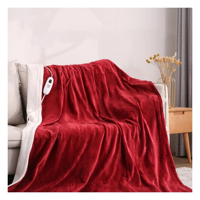 CureCure Electric Heated Blanket Throw - Fast Heating, 4 Heating Levels, 6 Hours Auto Off