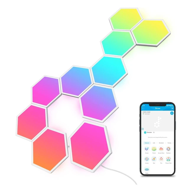 Govee Glide Hexa LED Panels - RGBIC Smart Wandleuchte - Alexa und Google Assistant kompatibel - Musik Sync - kreative dekorative WiFi Hexagon LED Light Panels