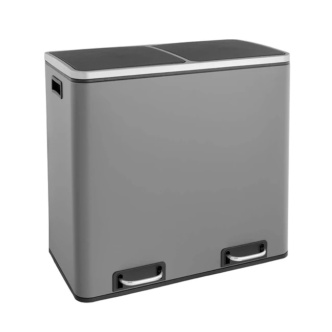 Svita TM2x24 Pedal Bin 48L - Designer Mülleimer mit Papier-Trennsystem - Grau