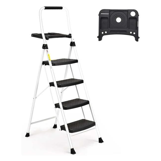 Escalera HBTower de 4 escalones plegable con pedal ancho antideslizante - Resistente y portátil