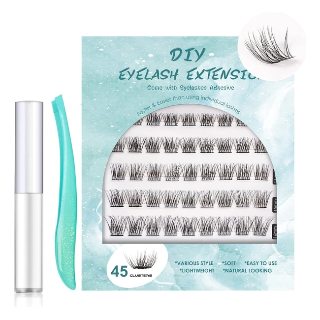 Sisilily Individual Lashes 45 Cluster Lashes C Curl DIY Eyelash Extension Kit - Natural, Reusable - DM04