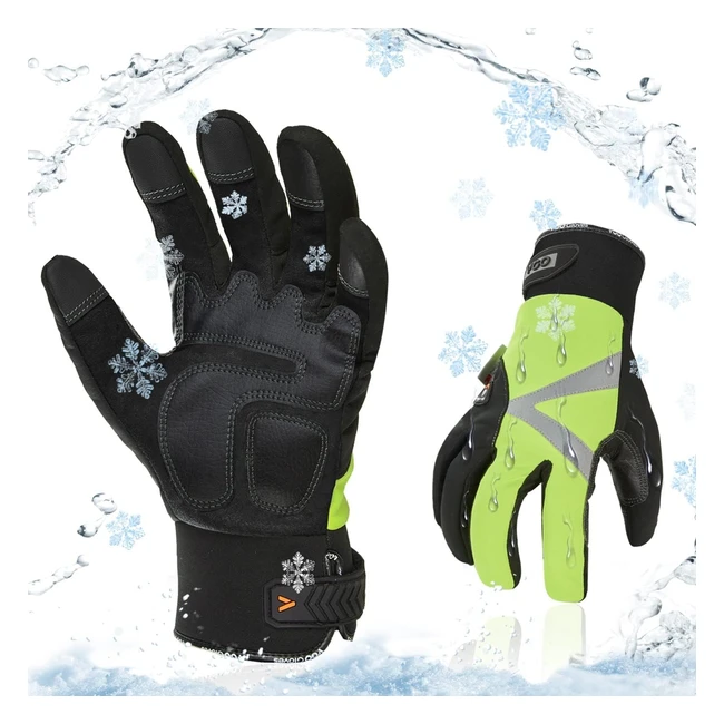 VGO Guanti da Lavoro Invernali Impermeabili Termici da 20 - Guanti da Meccanico Caldi Uomo - 6 Strati - Touchscreen - Camionista Edilizia Multifunali