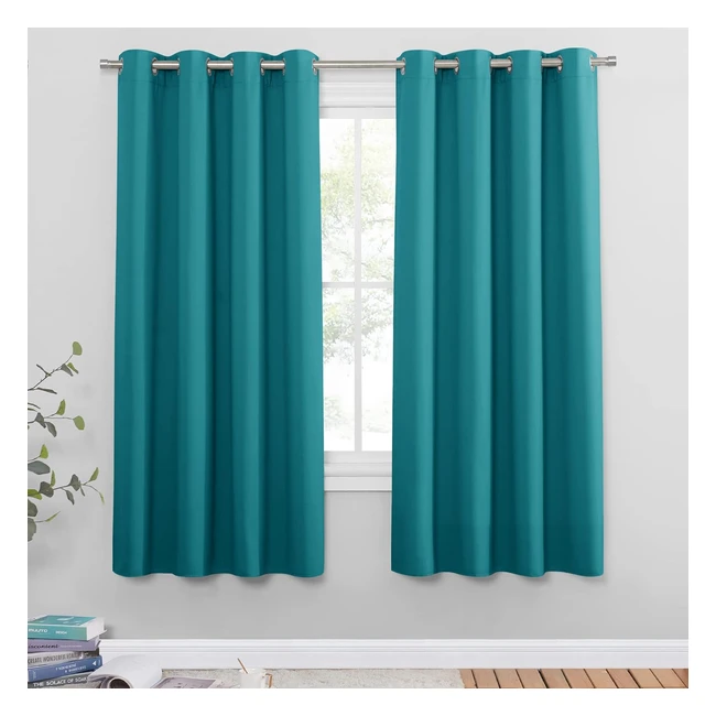 Rideaux isolants thermiques Pony Dance - Rideau occultant lumineux - Bleu canard - 2 panneaux de 140cm x 175cm