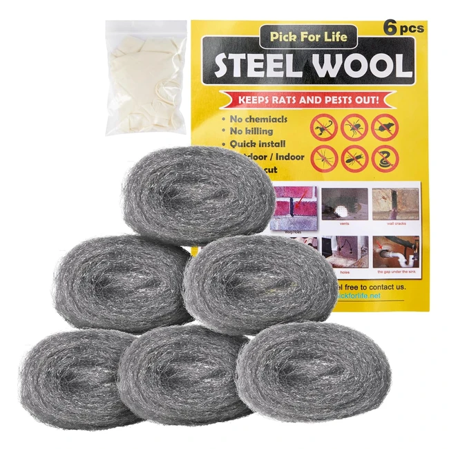 Steel Wool Mice 6 Pack - Rodent Control Kit - Stop Rats and Mice - Easy to Use