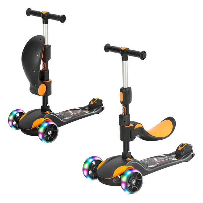 Monopattino Bremtoy per Bambini 2-12 Anni - Regolabile in Altezza - 3 Ruote LED - Pieghevole - Carico Massimo 50 kg