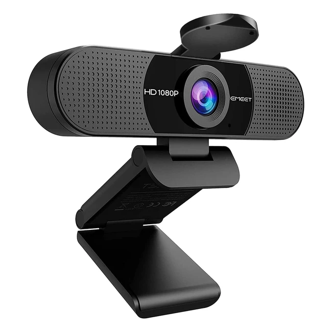 emeet Full HD Webcam C960 1080p mit Objektivabdeckung, Dual-Mikrofon, 90° Streaming-Kamera