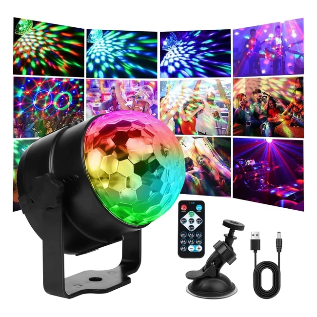 Luce Discoteca LED 360 Ruotabile Musica Attivata Telecomando Festa 7 Colori