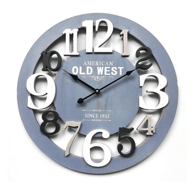 Orologio Grande da Parete in Legno MDF Grigio - Design Moderno - Rebecca Mobili - Art RE4988