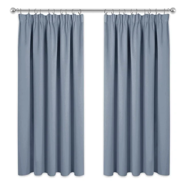 Pony Dance Pencil Pleat Curtains - Energy Saving Blackout Material - Privacy Protected - Vintage Blue