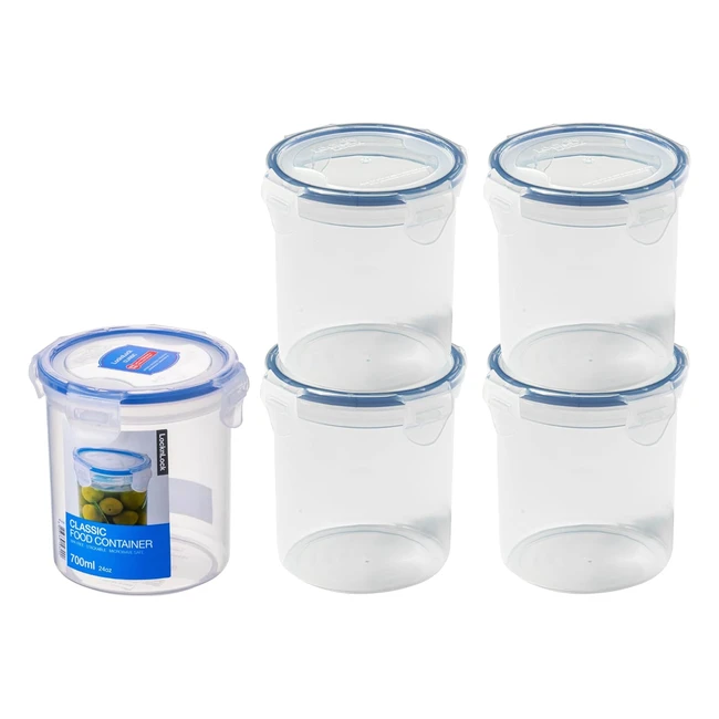 LocknLock Round Food Containers Set of 5 - BPA Free, Airtight, Dishwasher Safe