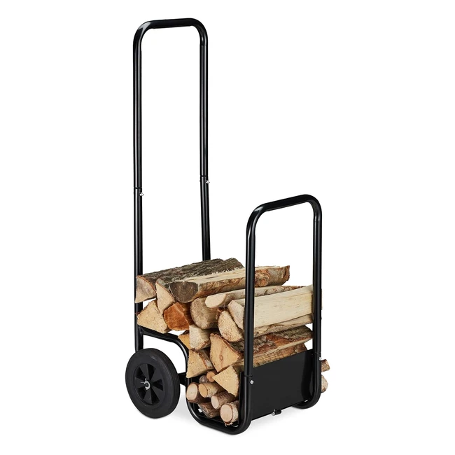Chariot en bois Relaxdays avec 2 roues - Transport et stockage jusqu 40 kg - 
