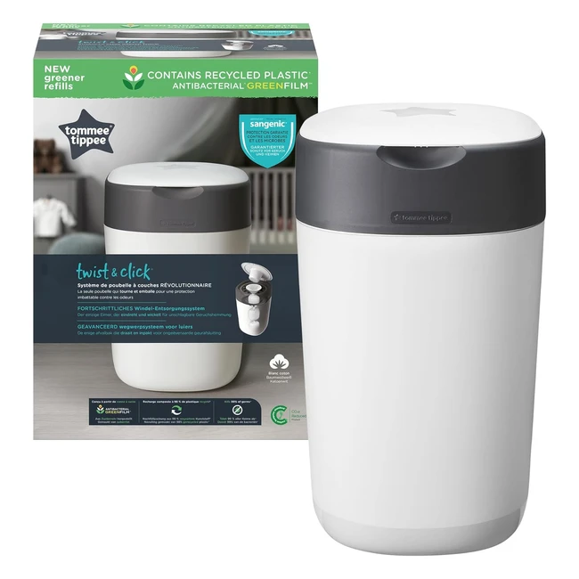Tomme Tippee Twist & Click Advanced Nappy Bin Starter Set - Eco-Friendly System with Refill Cassettes