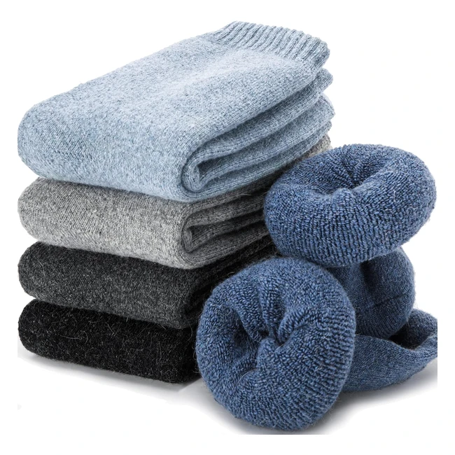 Warm Winter Merino Wool Socks - Comfy  Cozy - 5 Pairs