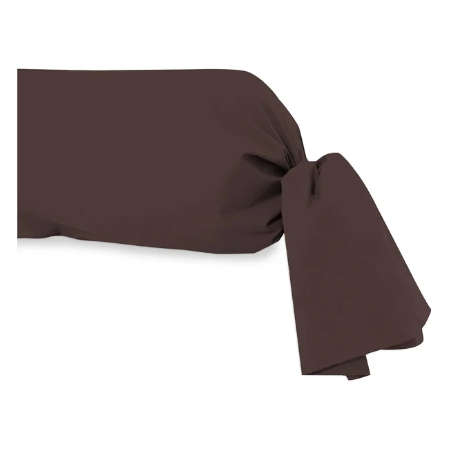 Taie de traversin en coton 57 fils marron 45x185 cm - Soleil d'ocre