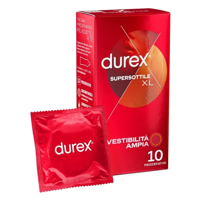 Durex Supersottile XL - Preservativi Sottili 10 Profilattici