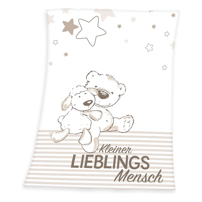 Herding Fynn Babydecke Lieblingsmensch 75x100 cm Microfaserflausch Wei