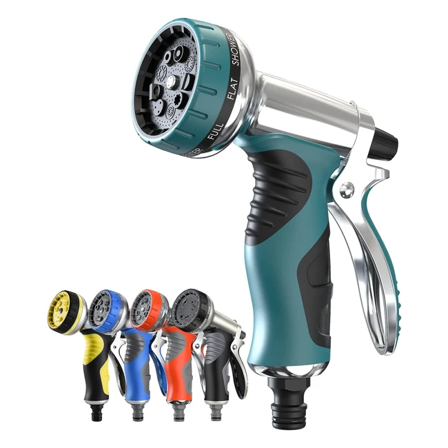 Lufeng Hose Pipe Spray Gun - Heavy Duty Metal, 9 Adjustable Patterns, High Pressure Nozzle