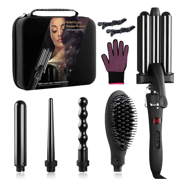 Ferro Arricciacapelli Professionale Wechip 5 in 1 - Ceramica Tormalina - Piastra Onde Spazzola Lisciante - Schermo LCD - Per tutte le acconciature