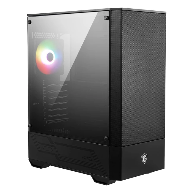 MSI MAG Forge 111R Mid Tower Gaming PC Case - Black, 1x 120mm ARGB Fans, USB 3.2 Gen 1 Type-A, Tempered Glass Panel