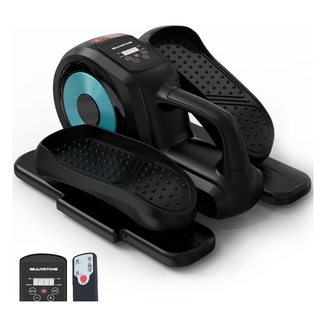 Ejercitador de Pedal Elíptico Gearstone - Portátil y Silencioso - 12 Velocidades Ajustables - Monitor LCD y Control Remoto - Equipo Compacto de Entrenamiento