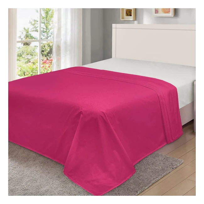 Luxury Non Iron Percale Flat Sheet King Size - Hotel Quality Bedding - Fuchsia