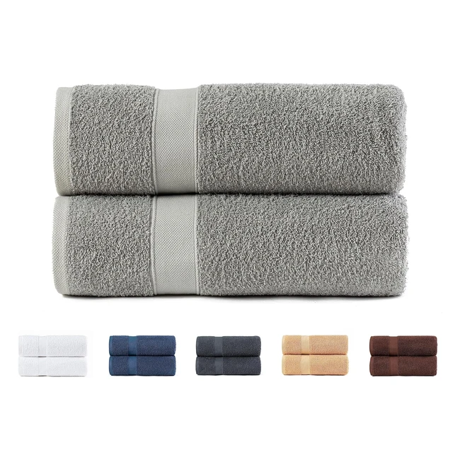 Lot de 2 serviettes de bain en coton 100 douces et absorbantes - 100x150cm - G