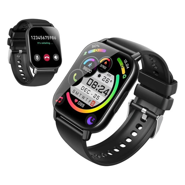 Montre Connectée Femme Homme 185 HD Smartwatch - Appel Bluetooth, 112 Modes Sportifs, Podomètre, Cardiofréquencemètre - Étanche IP68 - Smart Watch pour Android/iOS - Noir