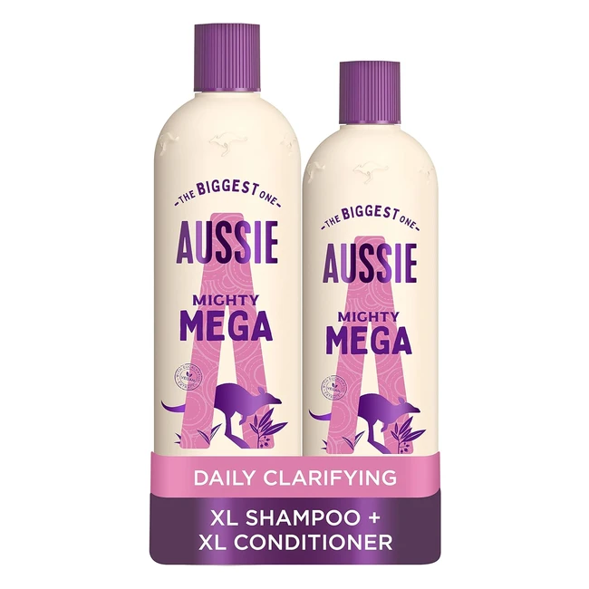 Aussie Mega Shampoo & Conditioner Set for Dry Damaged Hair - Vegan, Silicone-Free, Cruelty-Free - XL Value Pack 1145ml (Pack of 2)
