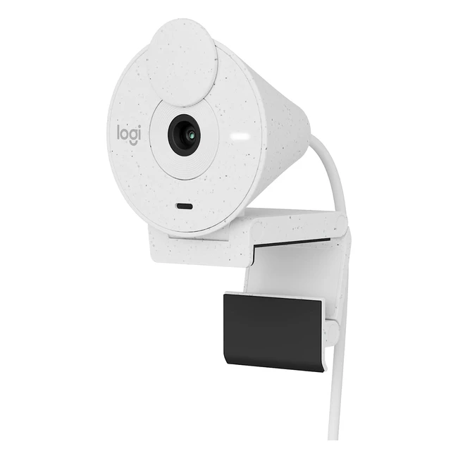 Webcam Logitech Brio 300 Full HD avec confidentialité, réduction de bruit, USB-C certifié pour Zoom, Microsoft Teams, Google Meet - Blanc